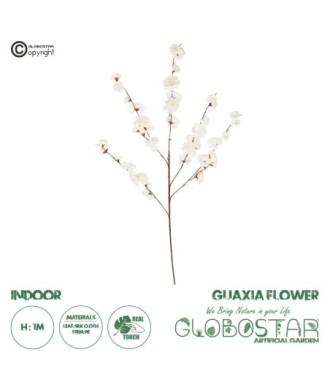 GloboStar® Artificial Garden WHITE GUAXIA FLOWER BRANCH 21456 Τεχνητό Διακοσμητικό Κλαδί Λευκή Γκουάβα Y100cm